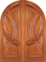 WDMA 72x96 Door (6ft by 8ft) Exterior Mahogany Round Top Solid Double Doors 1