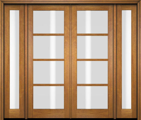 WDMA 76x80 Door (6ft4in by 6ft8in) Exterior Swing Mahogany 4 Lite TDL Double Entry Door Full Sidelights 1