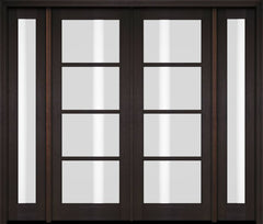 WDMA 76x80 Door (6ft4in by 6ft8in) Exterior Swing Mahogany 4 Lite TDL Double Entry Door Full Sidelights 2