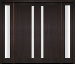 WDMA 76x80 Door (6ft4in by 6ft8in) Exterior Swing Mahogany 111 Windermere Shaker Double Entry Door Sidelights 2
