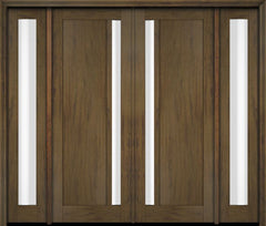 WDMA 76x80 Door (6ft4in by 6ft8in) Exterior Swing Mahogany 111 Windermere Shaker Double Entry Door Sidelights 3