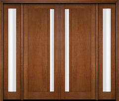 WDMA 76x80 Door (6ft4in by 6ft8in) Exterior Swing Mahogany 111 Windermere Shaker Double Entry Door Sidelights 4