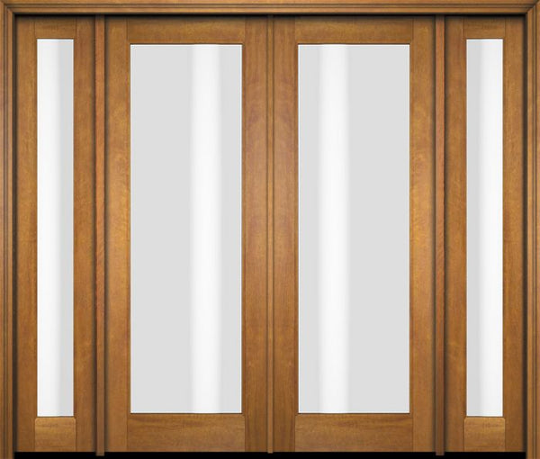 WDMA 76x80 Door (6ft4in by 6ft8in) Exterior Swing Mahogany Full Lite Double Entry Door Sidelights 1