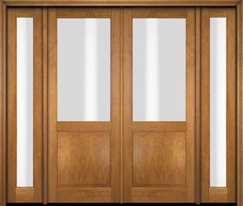 WDMA 76x80 Door (6ft4in by 6ft8in) Exterior Swing Mahogany 1/2 Lite Double Entry Door Full Sidelights 1