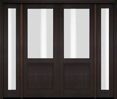 WDMA 76x80 Door (6ft4in by 6ft8in) Exterior Swing Mahogany 1/2 Lite Double Entry Door Full Sidelights 2