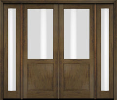 WDMA 76x80 Door (6ft4in by 6ft8in) Exterior Swing Mahogany 1/2 Lite Double Entry Door Full Sidelights 3