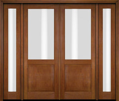 WDMA 76x80 Door (6ft4in by 6ft8in) Exterior Swing Mahogany 1/2 Lite Double Entry Door Full Sidelights 5