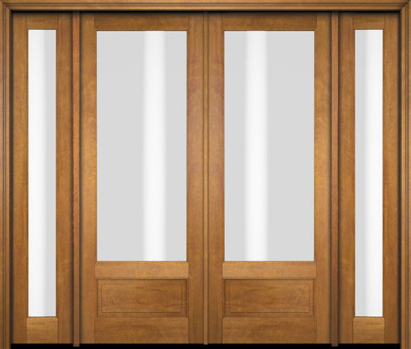 WDMA 76x80 Door (6ft4in by 6ft8in) Exterior Swing Mahogany 3/4 Lite Double Entry Door Full Sidelights 1