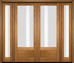 WDMA 76x80 Door (6ft4in by 6ft8in) Exterior Swing Mahogany 3/4 Lite Double Entry Door Full Sidelights 1