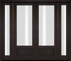 WDMA 76x80 Door (6ft4in by 6ft8in) Exterior Swing Mahogany 3/4 Lite Double Entry Door Full Sidelights 2
