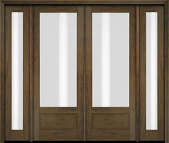 WDMA 76x80 Door (6ft4in by 6ft8in) Exterior Swing Mahogany 3/4 Lite Double Entry Door Full Sidelights 3