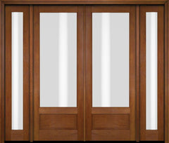 WDMA 76x80 Door (6ft4in by 6ft8in) Exterior Swing Mahogany 3/4 Lite Double Entry Door Full Sidelights 4