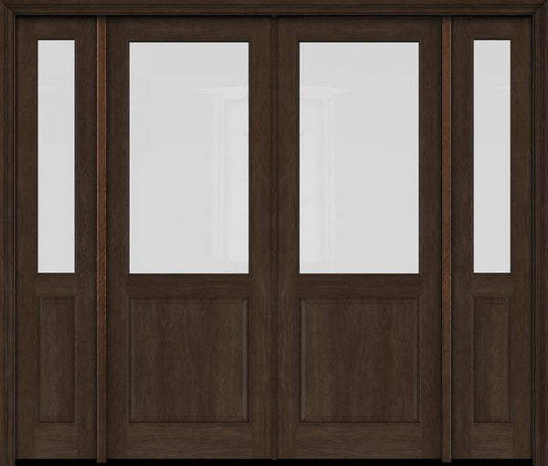 WDMA 76x80 Door (6ft4in by 6ft8in) Exterior Swing Mahogany 1/2 Lite Double Entry Door Sidelights 1