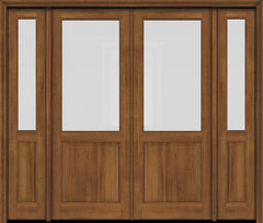 WDMA 76x80 Door (6ft4in by 6ft8in) Exterior Swing Mahogany 1/2 Lite Double Entry Door Sidelights 2