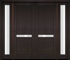 WDMA 76x80 Door (6ft4in by 6ft8in) Exterior Swing Mahogany 121 Windermere Shaker Double Entry Door Sidelights 2