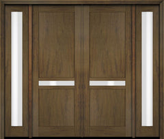 WDMA 76x80 Door (6ft4in by 6ft8in) Exterior Swing Mahogany 121 Windermere Shaker Double Entry Door Sidelights 3