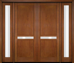 WDMA 76x80 Door (6ft4in by 6ft8in) Exterior Swing Mahogany 121 Windermere Shaker Double Entry Door Sidelights 4
