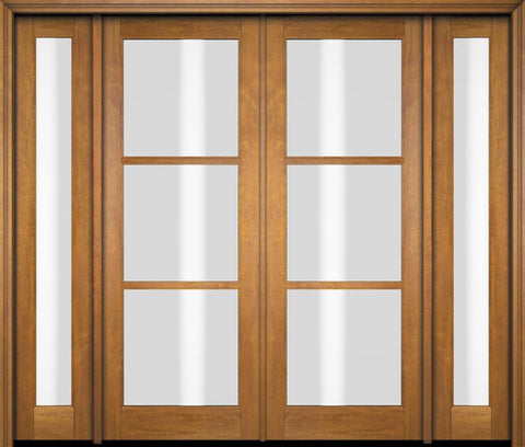 WDMA 76x80 Door (6ft4in by 6ft8in) Exterior Swing Mahogany 3 Lite TDL Double Entry Door Full Sidelights 1