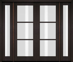 WDMA 76x80 Door (6ft4in by 6ft8in) Exterior Swing Mahogany 3 Lite TDL Double Entry Door Full Sidelights 2