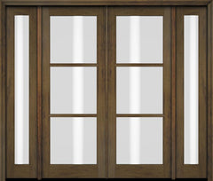 WDMA 76x80 Door (6ft4in by 6ft8in) Exterior Swing Mahogany 3 Lite TDL Double Entry Door Full Sidelights 3