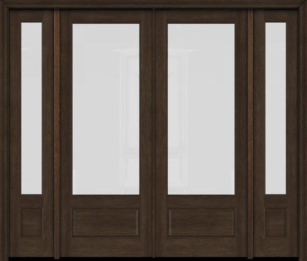 WDMA 76x80 Door (6ft4in by 6ft8in) Exterior Swing Mahogany 3/4 Lite Double Entry Door Sidelights 1