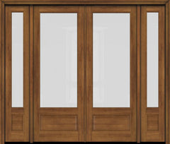 WDMA 76x80 Door (6ft4in by 6ft8in) Exterior Swing Mahogany 3/4 Lite Double Entry Door Sidelights 2