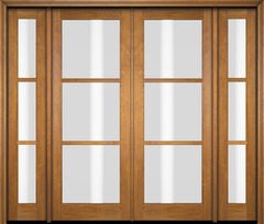 WDMA 76x80 Door (6ft4in by 6ft8in) Exterior Swing Mahogany 3 Lite TDL Double Entry Door Sidelights 1