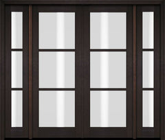 WDMA 76x80 Door (6ft4in by 6ft8in) Exterior Swing Mahogany 3 Lite TDL Double Entry Door Sidelights 2
