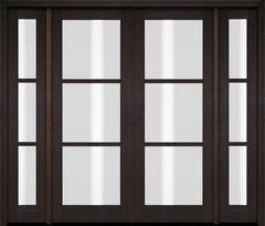 WDMA 76x80 Door (6ft4in by 6ft8in) Exterior Swing Mahogany 3 Lite TDL Double Entry Door Sidelights 2