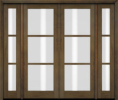 WDMA 76x80 Door (6ft4in by 6ft8in) Exterior Swing Mahogany 3 Lite TDL Double Entry Door Sidelights 3