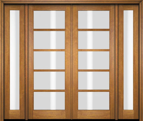 WDMA 76x80 Door (6ft4in by 6ft8in) Exterior Swing Mahogany 5 Lite TDL Double Entry Door Full Sidelights 1