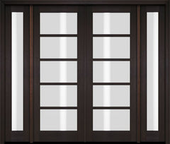 WDMA 76x80 Door (6ft4in by 6ft8in) Exterior Swing Mahogany 5 Lite TDL Double Entry Door Full Sidelights 2