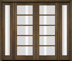 WDMA 76x80 Door (6ft4in by 6ft8in) Exterior Swing Mahogany 5 Lite TDL Double Entry Door Full Sidelights 3