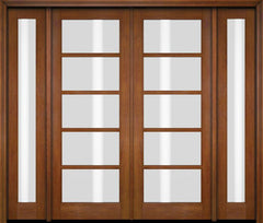 WDMA 76x80 Door (6ft4in by 6ft8in) Exterior Swing Mahogany 5 Lite TDL Double Entry Door Full Sidelights 4