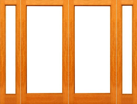 WDMA 76x80 Door (6ft4in by 6ft8in) Patio Oak Red -1-lite Red Wood IG Glass Double Door Side lights 1