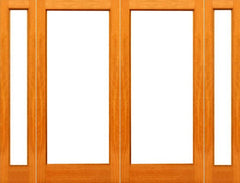 WDMA 76x80 Door (6ft4in by 6ft8in) Patio Oak Red -1-lite Red Wood IG Glass Double Door Side lights 1