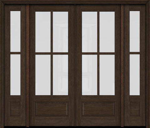 WDMA 76x80 Door (6ft4in by 6ft8in) Exterior Swing Mahogany 3/4 4 Lite TDL Double Entry Door Sidelights 1