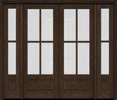 WDMA 76x80 Door (6ft4in by 6ft8in) Exterior Swing Mahogany 3/4 4 Lite TDL Double Entry Door Sidelights 1