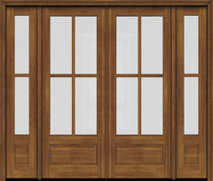 WDMA 76x80 Door (6ft4in by 6ft8in) Exterior Swing Mahogany 3/4 4 Lite TDL Double Entry Door Sidelights 2