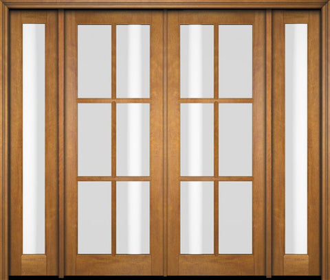 WDMA 76x80 Door (6ft4in by 6ft8in) Exterior Swing Mahogany 6 Lite TDL Double Entry Door Full Sidelights 1