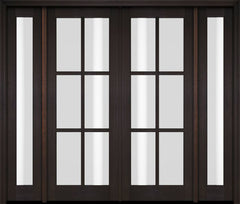 WDMA 76x80 Door (6ft4in by 6ft8in) Exterior Swing Mahogany 6 Lite TDL Double Entry Door Full Sidelights 2
