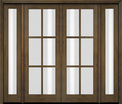 WDMA 76x80 Door (6ft4in by 6ft8in) Exterior Swing Mahogany 6 Lite TDL Double Entry Door Full Sidelights 3