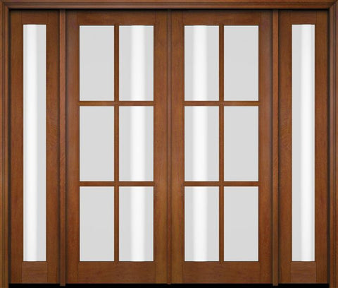 WDMA 76x80 Door (6ft4in by 6ft8in) Exterior Swing Mahogany 6 Lite TDL Double Entry Door Full Sidelights 4