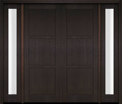 WDMA 76x80 Door (6ft4in by 6ft8in) Exterior Swing Mahogany 3 Panel Windermere Shaker Double Entry Door Sidelights 2