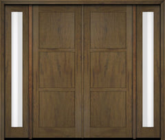 WDMA 76x80 Door (6ft4in by 6ft8in) Exterior Swing Mahogany 3 Panel Windermere Shaker Double Entry Door Sidelights 3