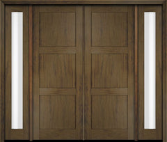 WDMA 76x80 Door (6ft4in by 6ft8in) Exterior Swing Mahogany Modern 3 Flat Panel Shaker Double Entry Door Sidelights 3