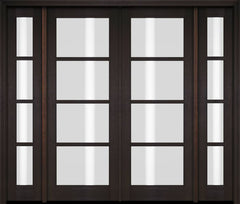 WDMA 76x80 Door (6ft4in by 6ft8in) Exterior Swing Mahogany 4 Lite TDL Double Entry Door Sidelights 2
