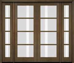WDMA 76x80 Door (6ft4in by 6ft8in) Exterior Swing Mahogany 4 Lite TDL Double Entry Door Sidelights 3