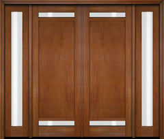 WDMA 76x80 Door (6ft4in by 6ft8in) Exterior Swing Mahogany 112 Windermere Shaker Double Entry Door Sidelights 4