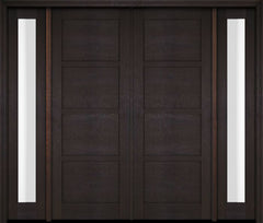 WDMA 76x80 Door (6ft4in by 6ft8in) Exterior Swing Mahogany 4 Panel Windermere Shaker Double Entry Door Sidelights 2